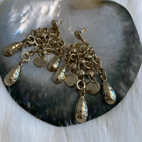 NWOT Chico’s gold glamorous multi strand earrings - Picture 3 of 8